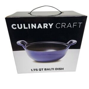Culinary Craft 1.75 Qt Balti Dish Purple Cast Iron Wok Round Bottom New Kitchen